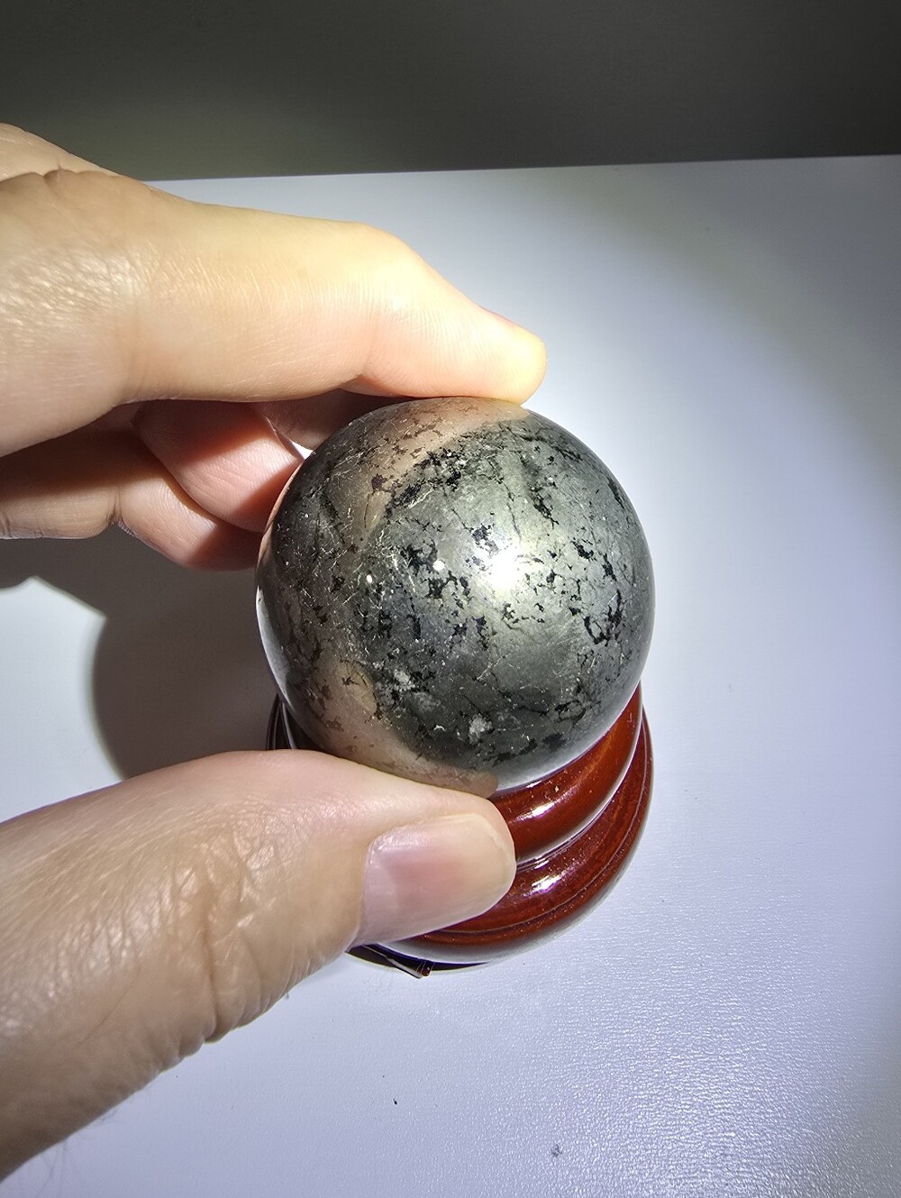 0.4 lbs Pyrite in Black Matrix Crystal Sphere 44 mm